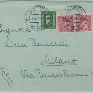 69910 - CZECHOSLOVAKIA - POSTAL HISTORY - COVER from Vsetín to ITALY 1936
