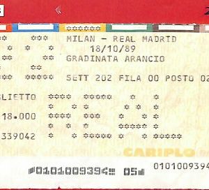 C1213 - ENTRADA ANTIGUA DE FÚTBOL - 1989/90 AC MILAN vs REAL MADRID