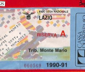 C1125 - ENTRADA ANTIGUA DE FÚTBOL - 1990/91 LAZIO vs REAL MADRID