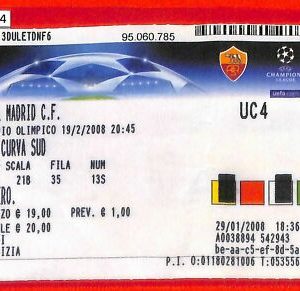 C1464 - ENTRADA ANTIGUA DE FÚTBOL - UEFA 2007/08 ROMA - REAL MADRID