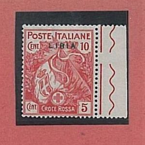 36245  RED CROSS ITALIA - LIBIA: Sass 13a - Sovrastampa sottile  Nuovo **  DIENA