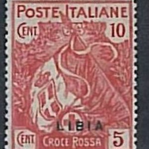 36247   RED CROSS - ITALIA - LIBIA: Sassone 13c - Sovrastampa spostata - Nuovo *