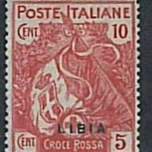 36247 RED CROSS - ITALY - LIBYA: Sassone 13c - Overprint moved - New *