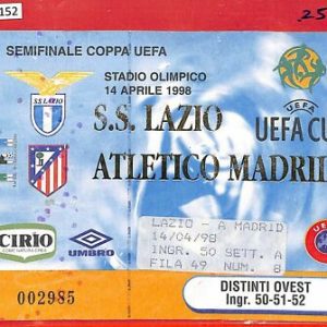 C1152 - ENTRADA ANTIGUA DE FÚTBOL - 1998-99 LAZIO vs ATLÉTICO MADRID