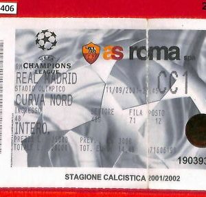 C1406 - ENTRADA ANTIGUA DE FÚTBOL - UEFA 2001/02 ROMA - REAL MADRID