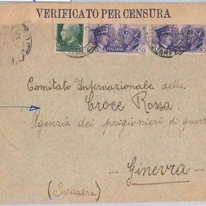 57102 - ITALIA REGNO - STORIA POSTALE: BUSTA CENSURATA indirizzata a CROCE ROSSA