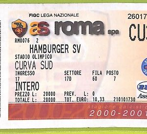 C1396 - Vecchio BIGLIETTO PARTITA CALCIO -2000-2001 ROMA VS HAMBURGER SV