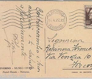 57112 - ITALIA REGNO - STORIA POSTALE :  Sassone 212  su CARTOLINA 1927