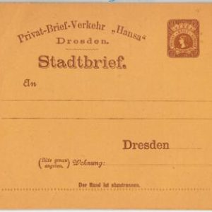 46629 - GERMANY Dresden - POSTAL STATIONERY Privat Brief   HANSA - Stradbrief
