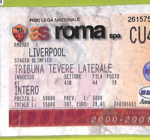 C1398 - Vecchio BIGLIETTO PARTITA CALCIO -2000-2001 ROMA VS LIVERPOOL