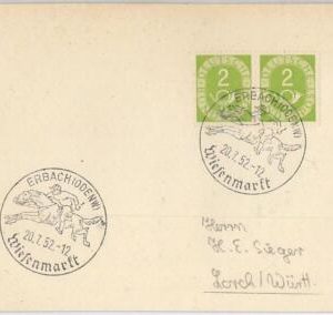 56660 - GERMANY - POSTAL HISTORY: Postmark on CARD 1952- SPORTS: HORSE racing