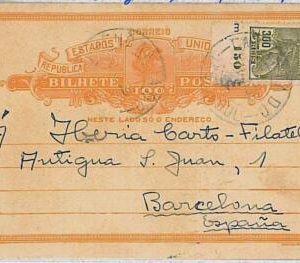 37417  - BRAZIL - Postal History :  STATIONERY card from ENCANTADO to SPAIN 1935