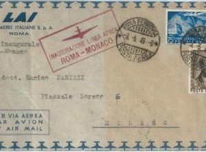 73729 - ITALY - Postal History - FIRST FLIGHT: Milano / MONACO Pellegrini 159 BB