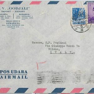 59347 -   INDONESIA - POSTAL HISTORY: COVER to ITALY - 1957