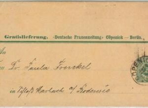63319 - GERMANY - POSTAL HISTORY: POSTAL STATIONERY Newspaper Cover 1889