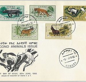 64915 - ETHIOPIA - POSTAL HISTORY -  FDC COVER: Michel # 532/6 1966  ANIMALS