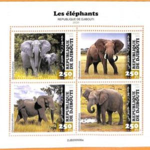 A5816 - DJIBOUTI - ERROR, 2020, MISPERF MINIATURE SHEET: Elephants