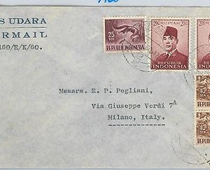 59350  -   INDONESIA - POSTAL HISTORY: COVER to ITALY - 1960 - ANIMALS