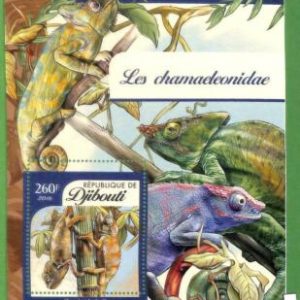 A0465 - DJIBOUTI - ERROR MISSPERF  2016 Хамелеон chameleon Fauna  reptiles