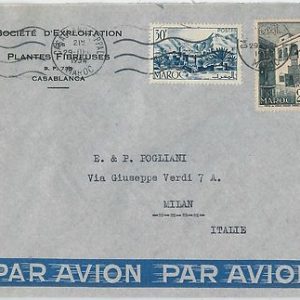 59255 -    MOROCCO - POSTAL HISTORY: COVER to ITALY - 1954   PALM TREES