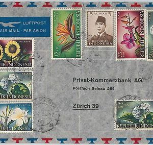 59351  -   INDONESIA - POSTAL HISTORY: COVER to SWITZERLAND - 1958 - FLOWERS