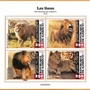 A5817 - DJIBOUTI - ERROR, 2020, MISPERF MINIATURE SHEET: Lions