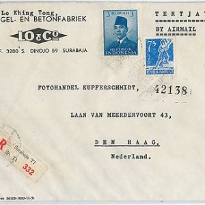 62348 -  INDONESIA - POSTAL HISTORY -  REGISTERED COVER to HOLLAND 1953