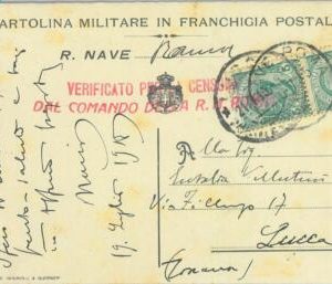 87292 - ITALY - POSTAL HISTORY - censored Postcard from SHIP:  ROMA 1915