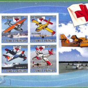 A3325 - SAO TOME & PRINCIPE, ERROR MISSPERF: 2008 Seaplanes, Aviation, Red Cross