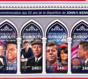 A1740 - DJIBOUTI, ERROR: IMPERF, MINIATURE SHEET -2018 Kennedy, Sinatra, US Flag