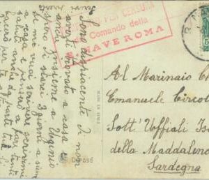87290 - ITALY - POSTAL HISTORY - censored Postcard from SHIP:  ROMA 1916
