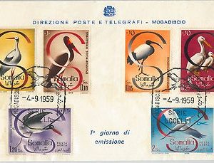62674 - SOMALIA - POSTAL HISTORY: FDC COVER  Scott # 230/3 + C61/2 1959  BIRDS