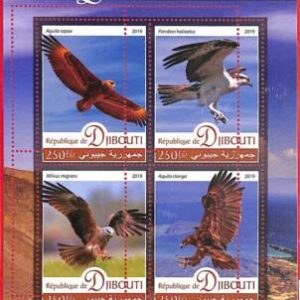 A1778 - DJIBOUTI, ERROR: MISSPERF, MINIATURE SHEET - 2019 Birds of prey, Raptors