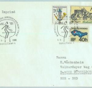 95567 - CZECHOSLOVAKIA - POSTAL HISTORY - SPECIAL POSTMARK cover PING PONG 1981
