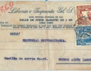 69349 - PERU - POSTAL HISTORY - Advertising  AIRMAIL COVER to FRANCE 1937