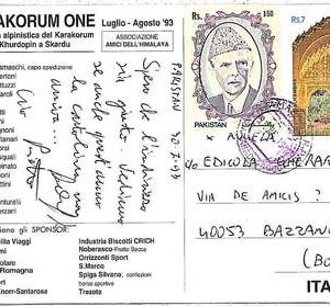 30922 - MOUNTAINEERING - Postal History : ITALIAN EXPEDITION to PAKISTAN 1993