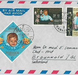 58846 -  JORDAN - POSTAL HISTORY: COVER  1964 - ROYALTY flowers ROSES children