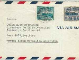 69342 -  PERU   - POSTAL HISTORY -  AIRMAIL  COVER to ARGENTINA 1947