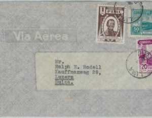 81715  -  PERU - POSTAL HISTORY -   AIRMAIL  COVER to SWITZERLAND    1946