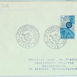 95572  - FRANCE  - POSTAL HISTORY - SPECIAL POSTMARK on cover: PING PONG 1968
