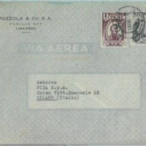 81701 - PERU - POSTAL HISTORY -   AIRMAIL  COVER to ITALY  1949