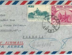 69348 - PERU - POSTAL HISTORY - AIRMAIL  COVER to FRANCE 1955