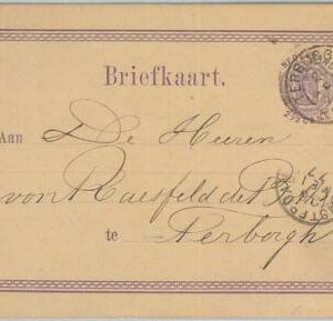 75339 - The NETHERLANDS - Postal History -  STATIONERY CARD from  TERBORGH 1877