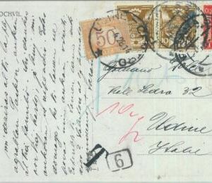 85077 - Czechoslovakia - Postal History: POSTCARD to Italy TAXED on arrival 1928