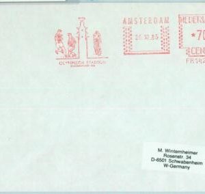 67876 - NETHERLANDS  - POSTAL HISTORY - SPECIAL postmark 1985: FOOTBALL  Cycling
