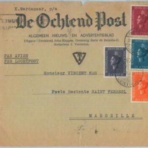 75335 - NETHERLANDS - Postal History - COVER to FRANCE 1938 -- TAXED on ARRIVAL