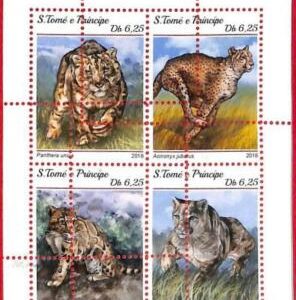 A3264- SAO TOME & PRINCIPE, ERROR MISPERF, Miniature sheet: 2018 Leopards, Pumas