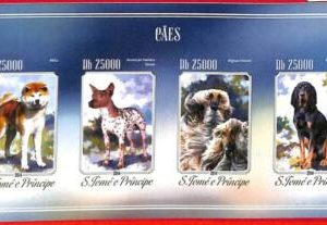 A3281- SAO TOME & PRINCIPE, ERROR IMPERF Miniature s: 2014, Dogs, Akita, Terrier