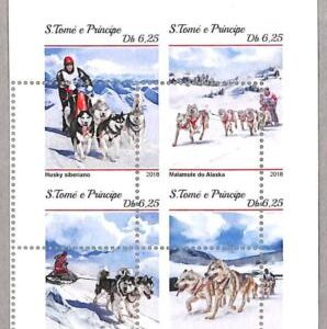 A3257 - SAO TOME & PRINCIPE, ERROR MISSPERF: 2018, Sled Dogs, Alaskan Malamute