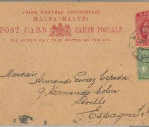 75311 - MALTA - Postal History - POSTAL STATIONERY CARD to SPAIN 1927